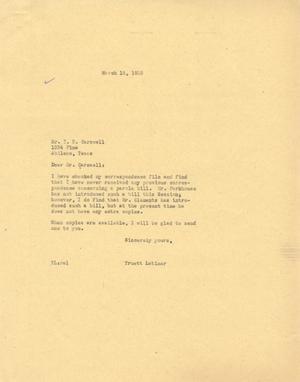 [Letter from Truett Latimer to T. N. Carswell, March 18, 1955]