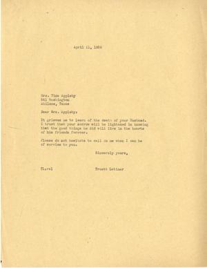 [Letter from Truett Latimer to Tina Appleby, April 11, 1955]