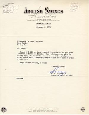 [Letter from C. E. Bentley, Jr. to Truett Latimer, February 26, 1955]