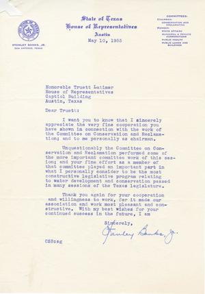 [Letter from Stanley Banks, Jr. to Truett Latimer, May 10, 1955]