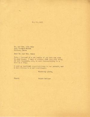 [Letter from Truett Latimer to Mr. and Mrs. Odis Cole, May 30, 1955]