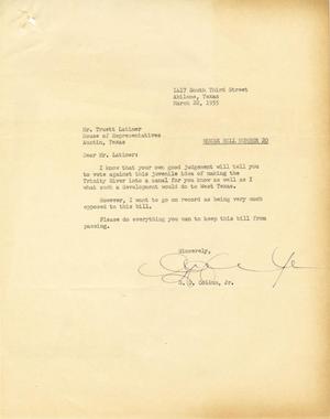 [Letter from G. D. Collum, Jr. to Truett Latimer, March 22, 1955]