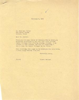 [Letter from Truett Latimer to Earl Lee Butler, February 9, 1955]