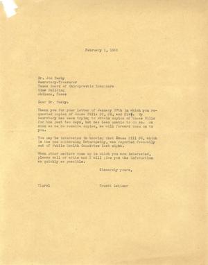 [Letter from Truett Latimer to Joe Busby, February 1, 1955]