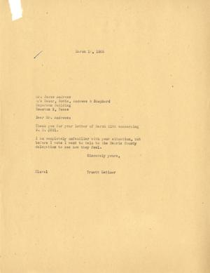 [Letter from Truett Latimer to Jesse Andrews, March 15,1955]
