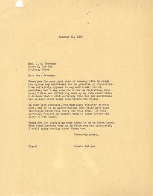[Letter from Truett Latimer to Mrs. J. M. Browden, January 31, 1955]