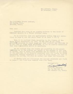 [Letter from Kristjan Bredvad to Truett Latimer, November 26, 1954]