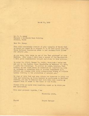 [Letter from Truett Latimer to B. H. Boney, March 31, 1955]