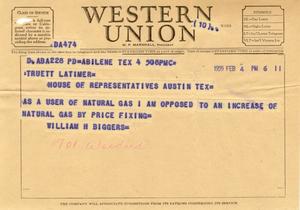 [Telegram from William H. Biggers, February 4, 1955]