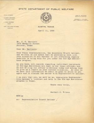 [Letter from Herbert C. Wilson to Truett Latimer, April 11, 1955]