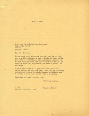 [Letter from Truett Latimer to Frank D. Coalson, May 10, 1955]