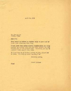 [Letter from Truett Latimer to Joe Cypert, April 19, 1955]