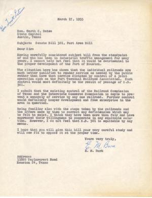 [Letter from E. M. Burk to Truett Latimer, March 17, 1955]