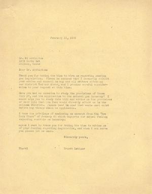 [Letter from Truett Latimer to Si Addington, February 11, 1955]