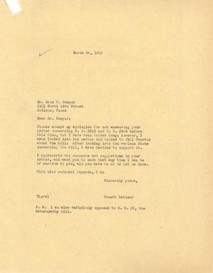 [Letter from Truett Latimer to Mack F. Bowyer, March 24, 1955]