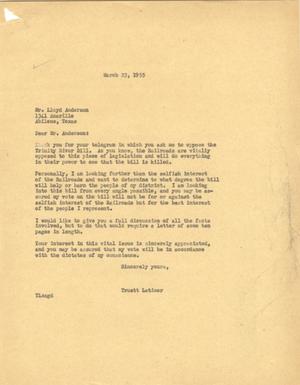 [Letter from Truett Latimer to Lloyd Anderson, March 23, 1955]
