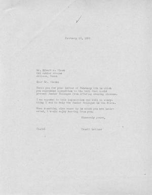 Primary view of object titled '[Letter from Truett Latimer to Elbert A. Bleck, February 10, 1955]'.