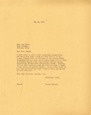 [Letter from Truett Latimer to Mrs. Roy Cheek, May 19, 1955]