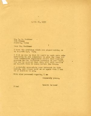 [Letter from Truett Latiemer to L. H. Beckham, April 26, 1955]