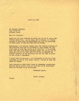 [Letter from Truett Latimer to Mr. Emmette Chandler, March 23, 1955]