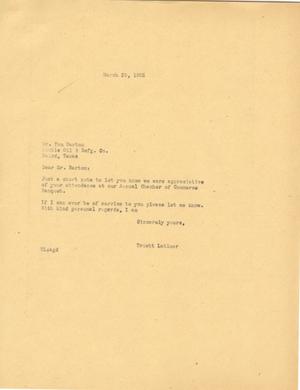 [Letter from Truett Latimer to Tom Barton, March 29, 1955]