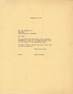[Letter from Truett Latimer to Joe Burkett, Jr., January 24, 1955]