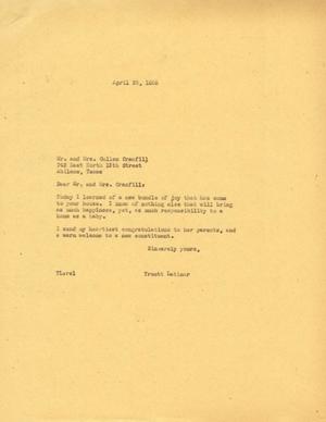 [Letter from Truett Latimer to Mr. and Mrs. Cullen Cranfill, April 25, 1955]