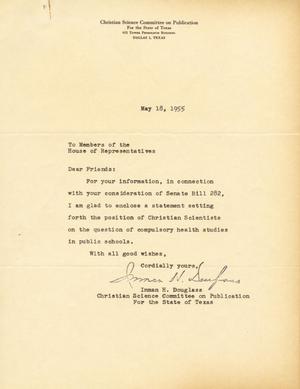 [Letter from Inman H. Douglass to Truett Latimer, May 18, 1955]
