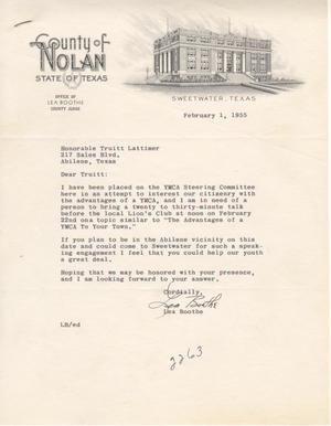 [Letter from Lea Boothe to Truett Latimer, February 1, 1955]
