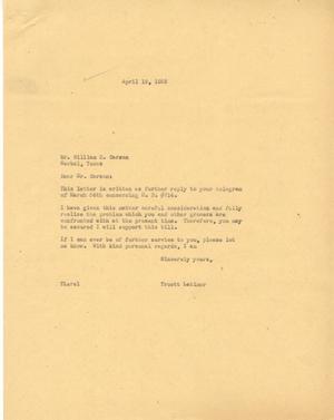 [Letter from Truett Latimer to William H. Carson, April 19, 1955]