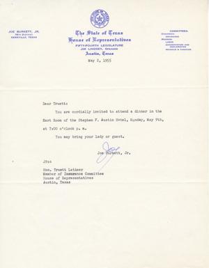 [Letter from Joe Burkett, Jr. to Truett Latimer, May 2, 1955]