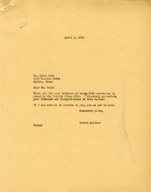 [Letter from Truett Latimer to Tyree Bell, April 5, 1955]