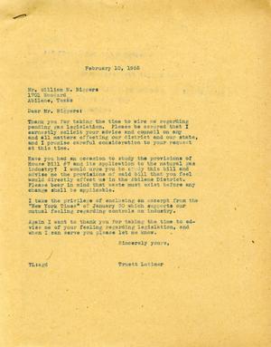 [Letter from Truett Latimer to William H. Biggers, February 10, 1955]