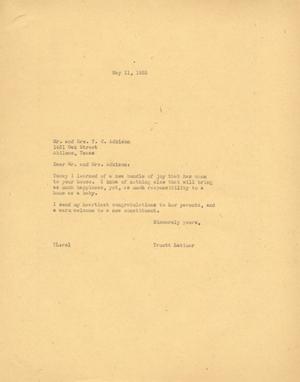 [Letter from Truett Latimer to Mr. and Mrs. T. C. Adkison, May 11, 1955]