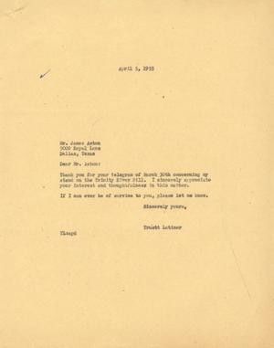 [Letter from Truett Latimer to James Aston, April 5, 1955]