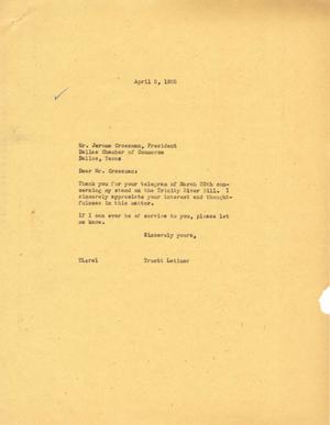 [Letter from Truett Latimer to Jerome Crossman, April 5, 1955]