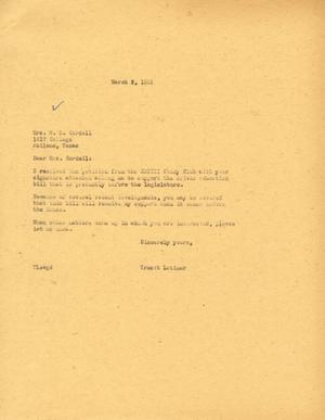 [Letter from Truett Latimer to Mrs. W. H. Cordell, March 2, 1955]