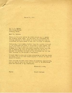 [Letter from Truett Latimer to O. G. Baxter, March 24, 1955]