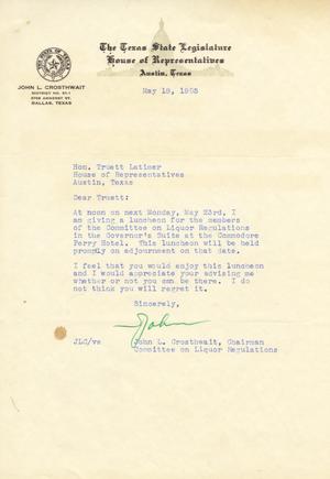 [Letter from John L. Crosthwait to Truett Latimer, May 18, 1955]