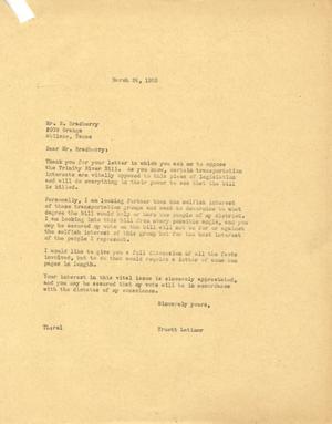 [Letter from Truett Latimer to R. Bradberry, March 24th, 1955]