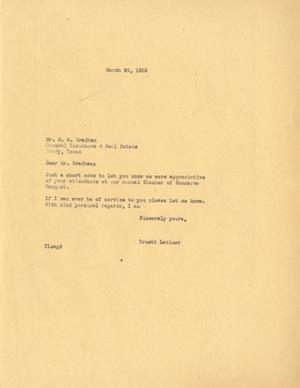 [Letter from Truett Latimer to M. M. Bradham, March 29, 1955]