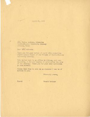 [Letter from Truett Latimer to Mrs. Thelma Andrews, April 25, 1955]