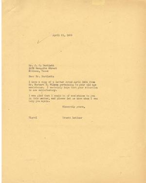 [Letter from Truett Latimer to J. O. Bartlett, April 21, 1955]