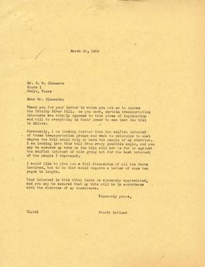 [Letter from Truett Latimer to C. W. Clements, March 25, 1955]