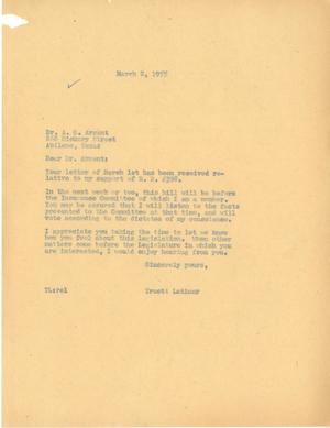 [Letter from Truett Latimer to A. G. Arrant, March 2, 1955]