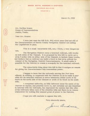 Primary view of object titled '[Letter from Jesse Andrews to Carlton Moore, March 11, 1955]'.