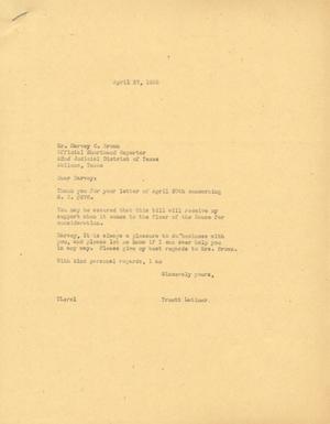 [Letter from Truett Latimer to Harvey C. Brown, April 27, 1955]