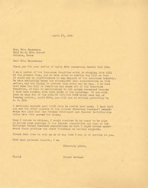 [Letter from Truett Latimer to Mrs. Kate Causseaux, April 27, 1955]