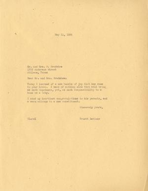 [Letter from Truett Latimer to Mr. and Mrs. B. Bradshaw, May 11, 1955]