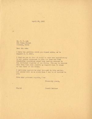 [Letter from Truett Latimer to W. T. Ash, April 25th, 1955]
